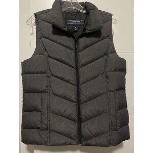 NWOT Land's End Women's Down + Feather Puffer Vest Medium Gray Pockets